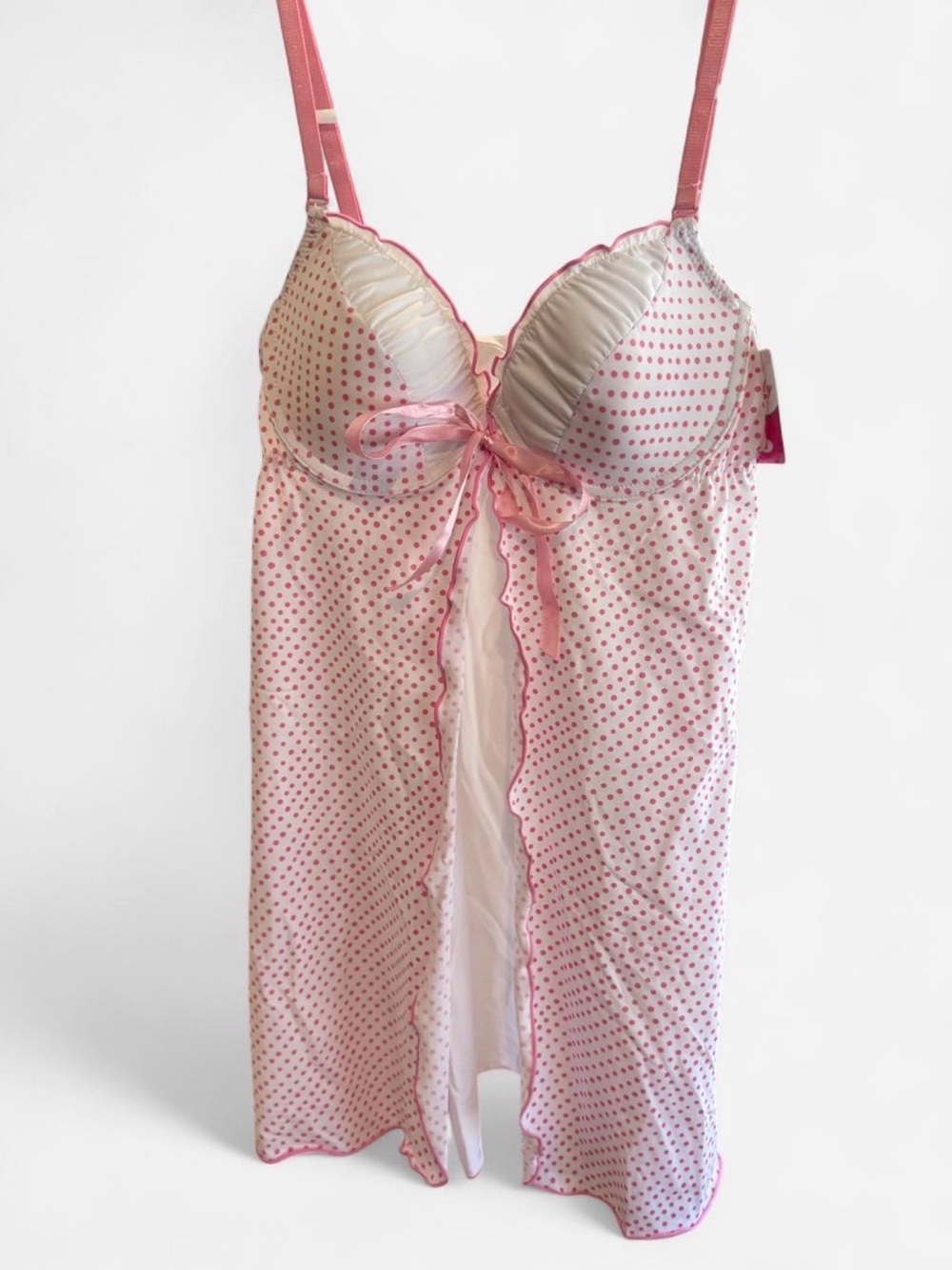 Victoria's Secret Pink Polka Dot Sheer Chemise with Bow
